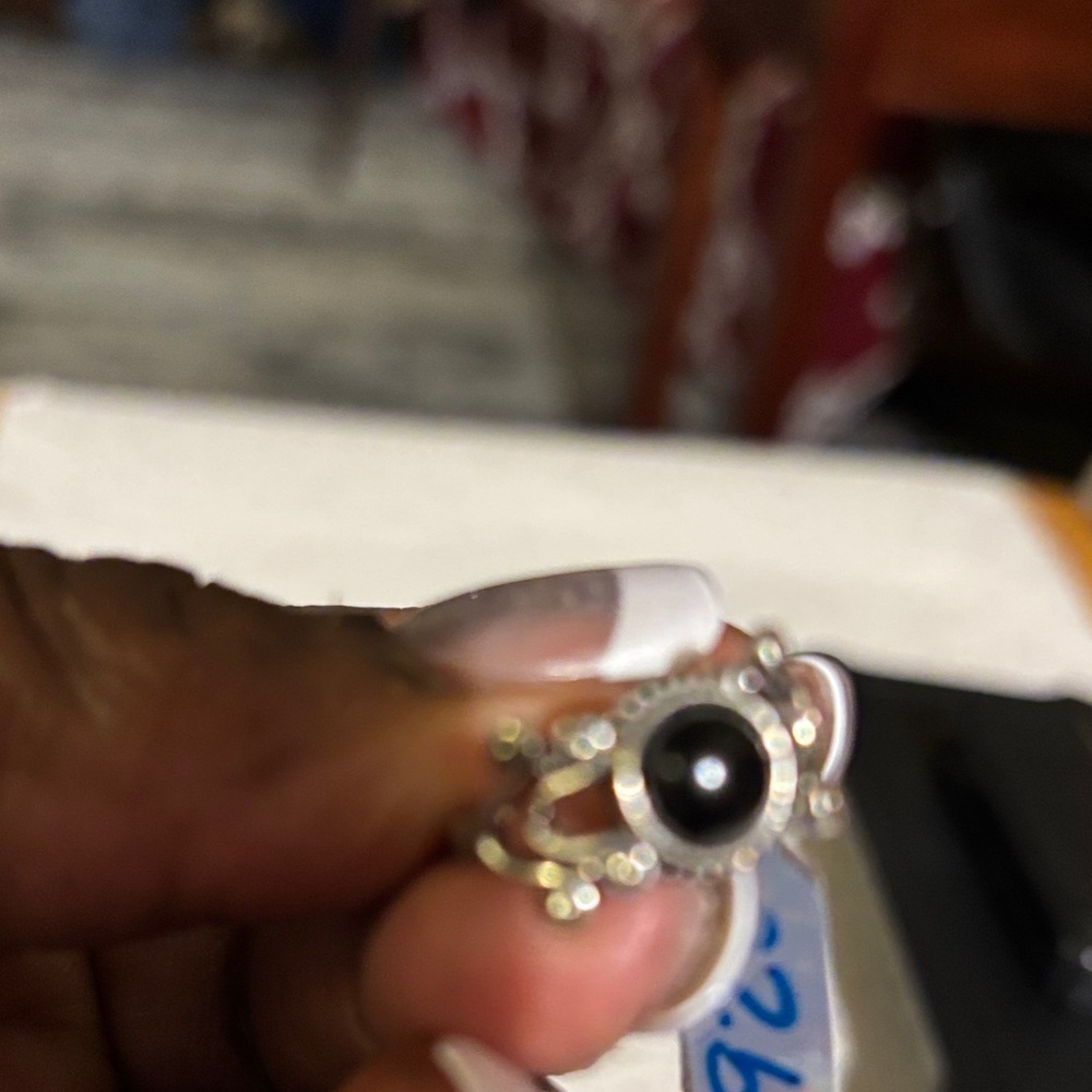 Onyx Black and Silver Women's Ring